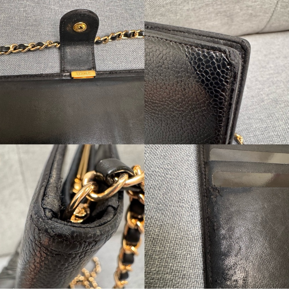 ❌SOLD❌AUTHENTIC CHANEL Black Caviar Wallet with Box & Card & adjustable Chains✨ - Picture 10 of 17